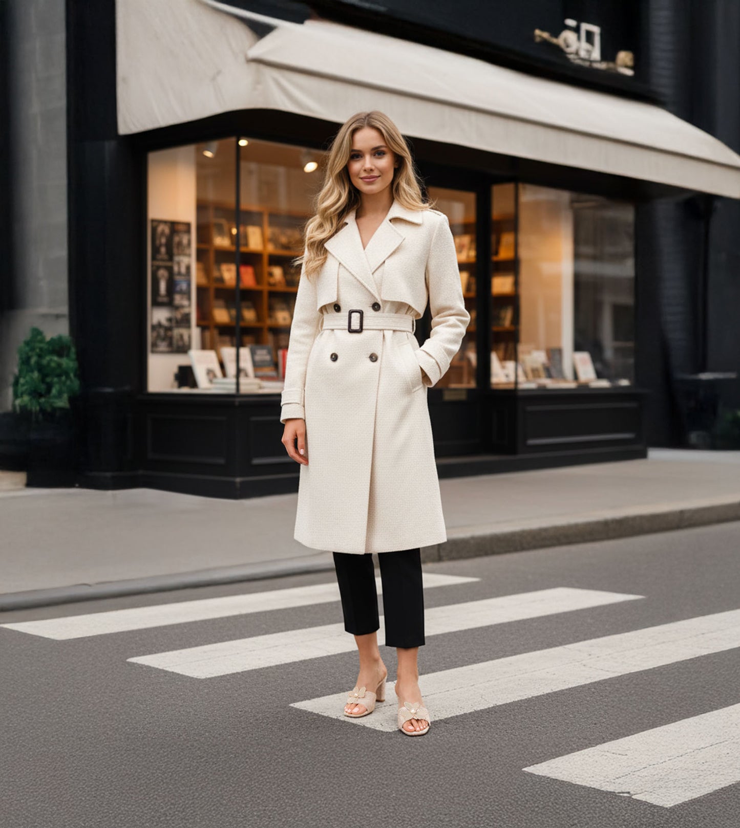 Jute Block Heeled Mule With Metal Adornment - Cream