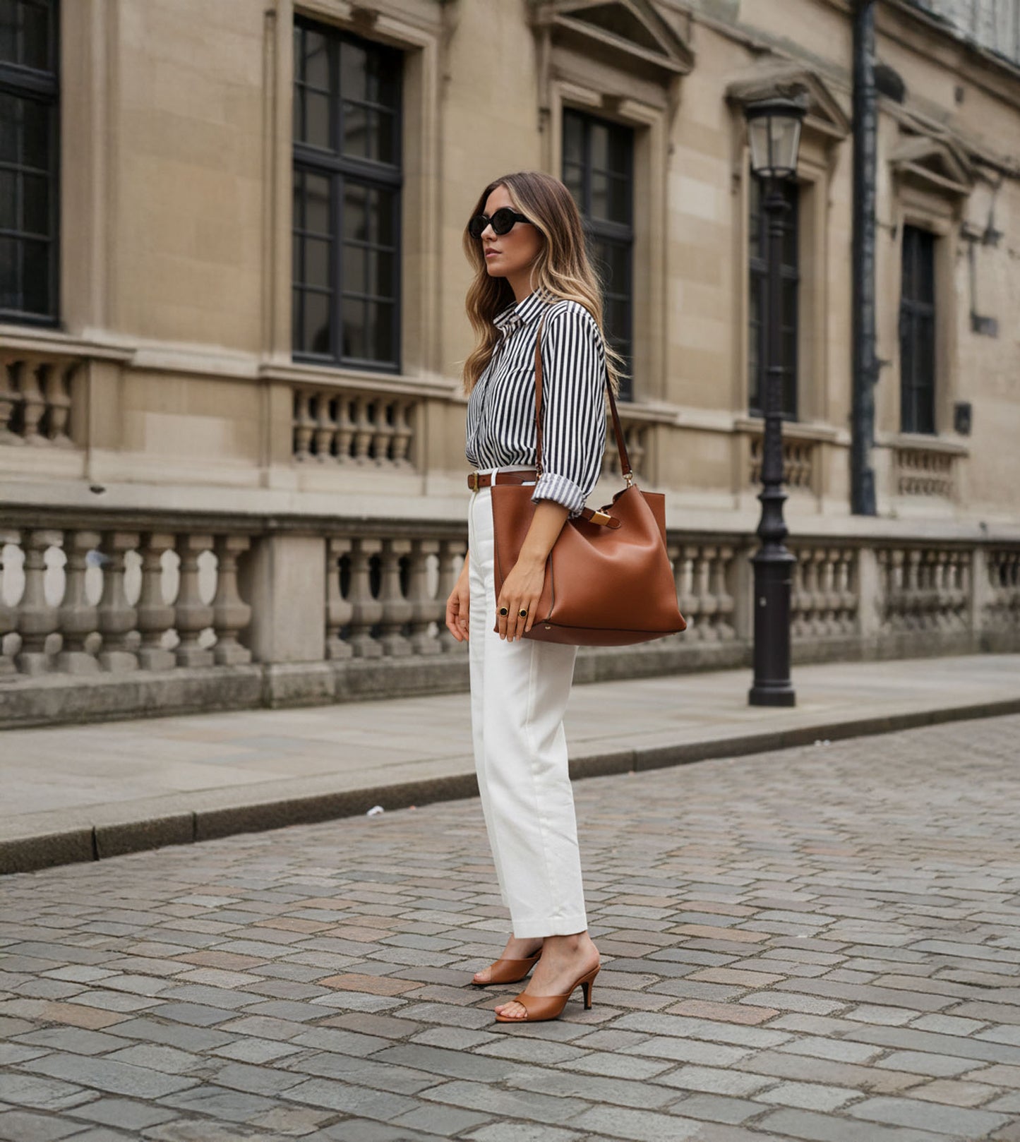 Almond Toe Stiletto Mules - Tan