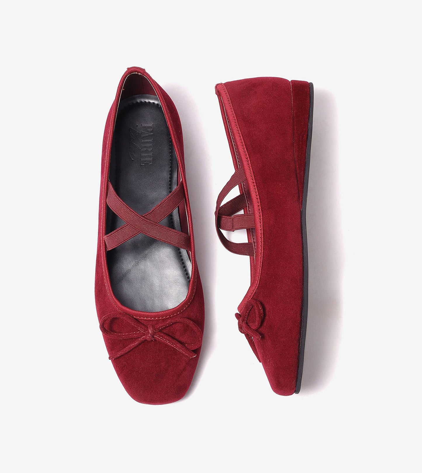 Velvet Mary Jane Flats - Wine