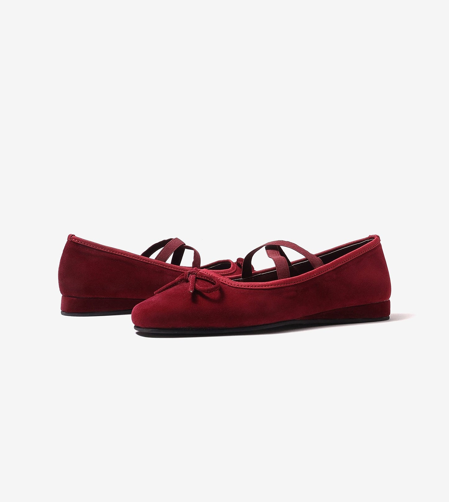 Suede Mary Jane Flats - Wine