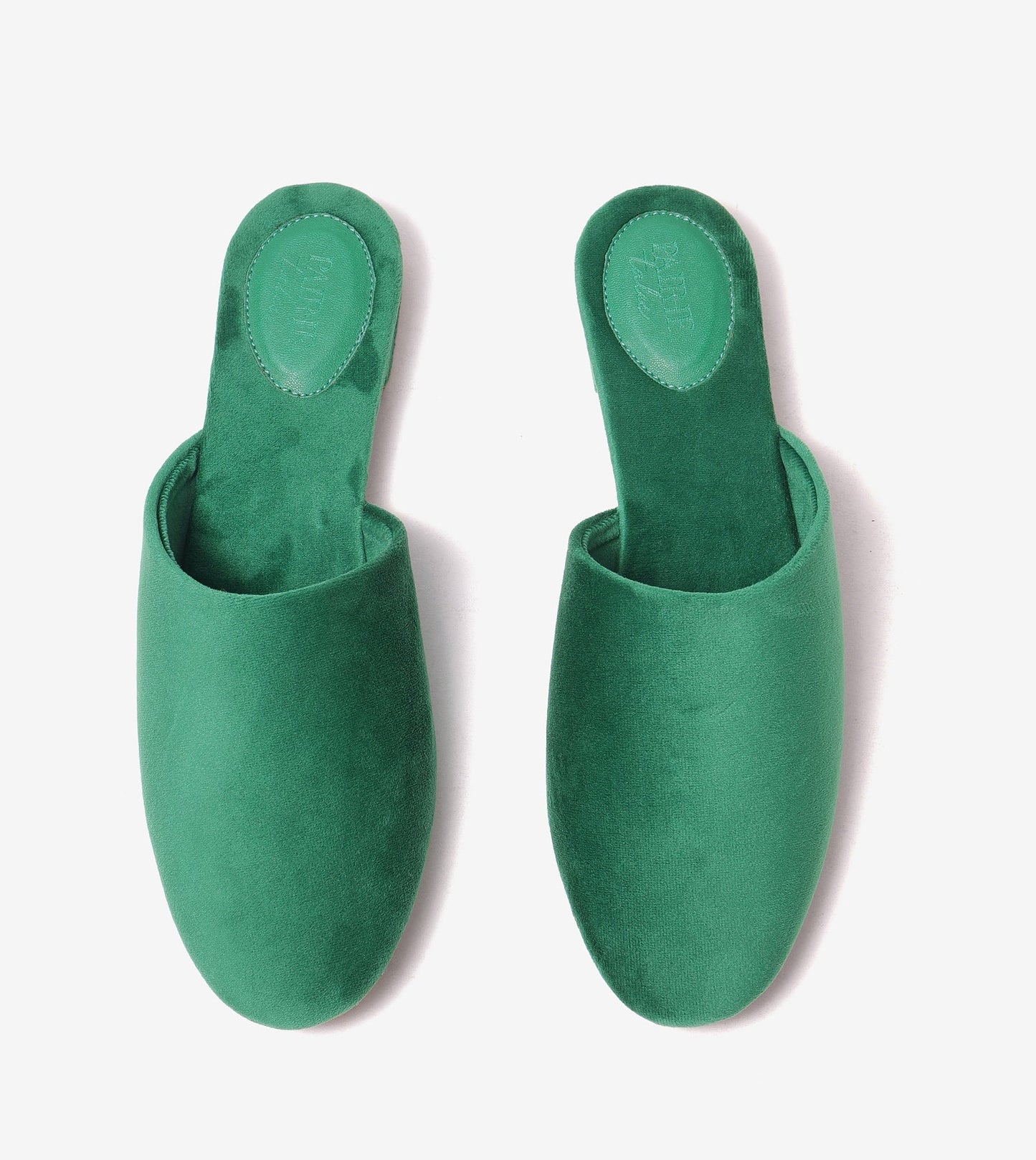 Velvet Pointed-Toe Mule Flats - Green