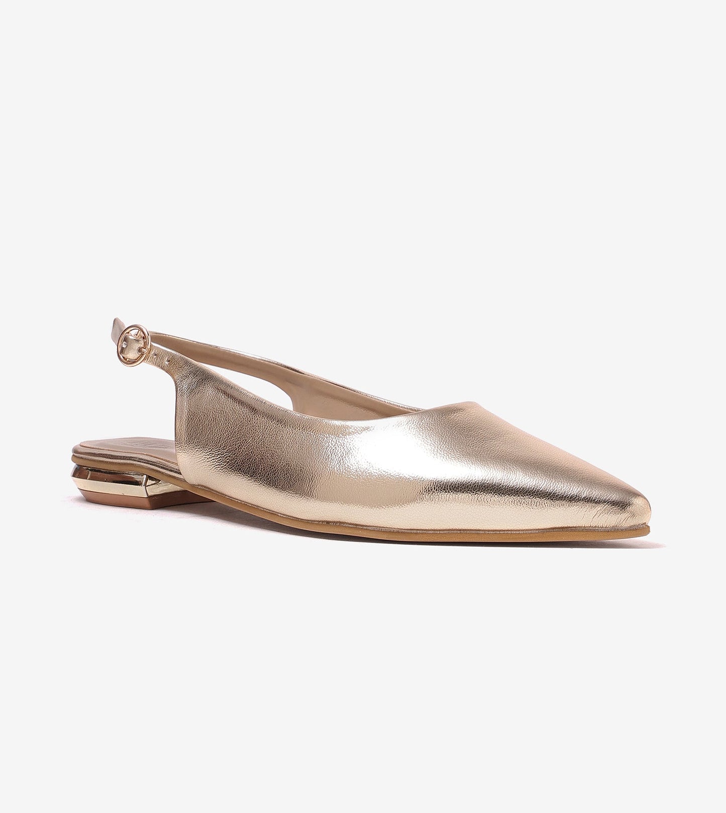 Pointed Toe Slingback Flats - Gold