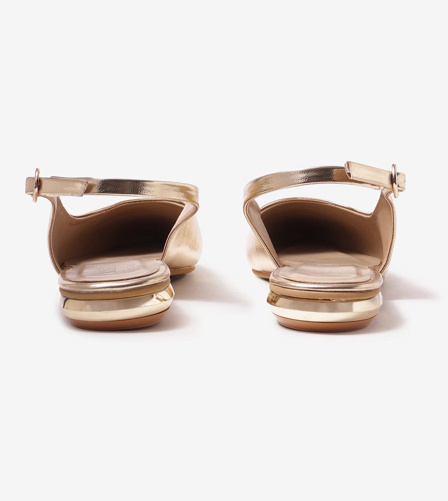 Pointed Toe Slingback Flats - Gold