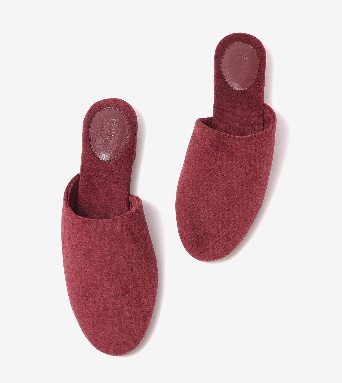 Velvet Pointed-Toe Mule Flats - Wine