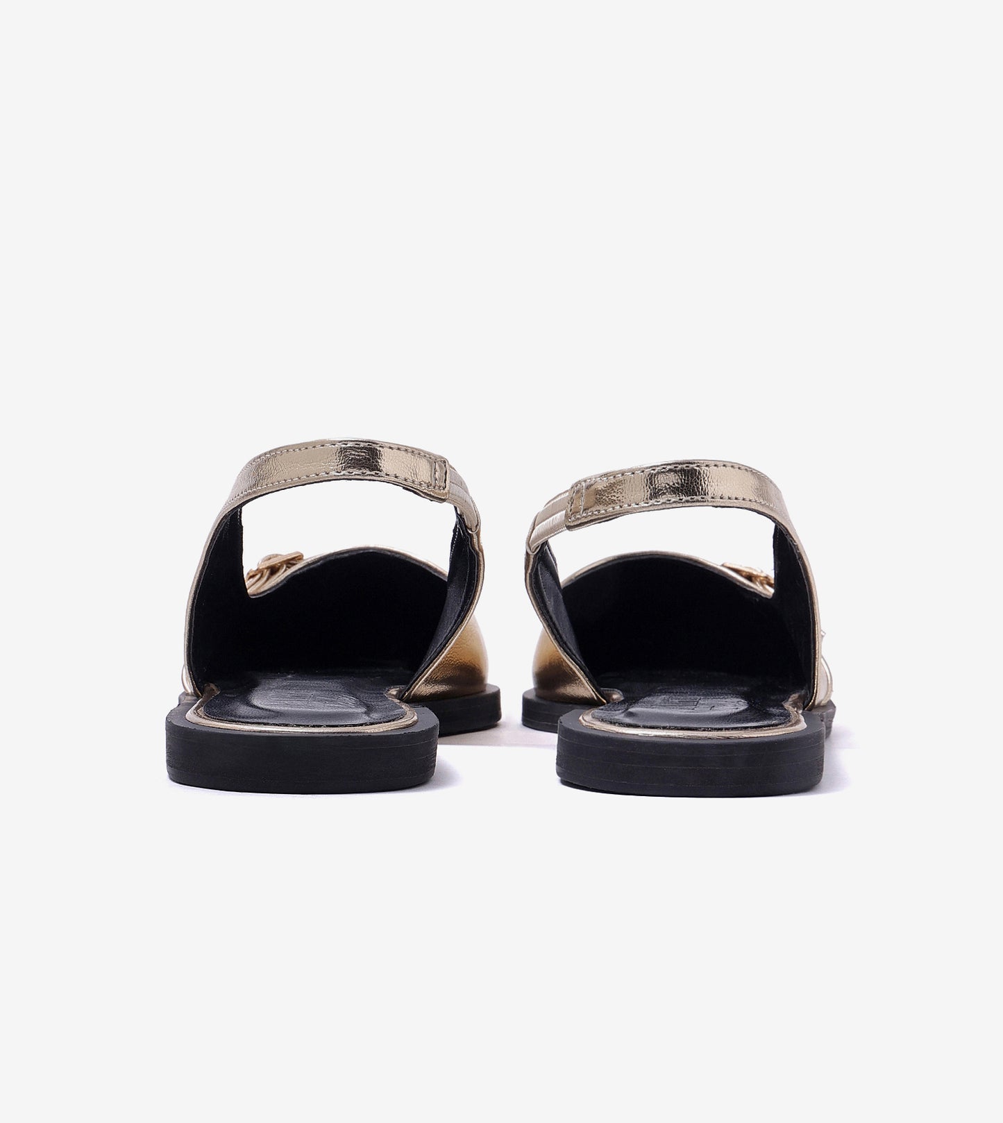 Pointed-Toe Buckle Slingback - Gold