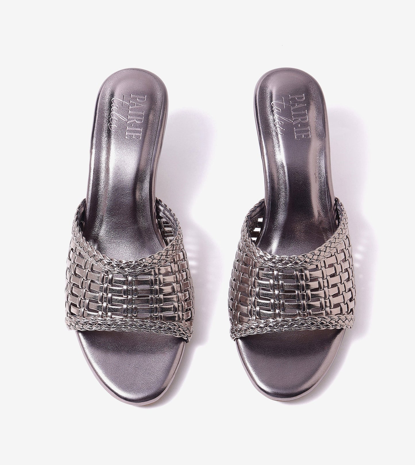 Woven Statement Mule Heels - Gunmetal