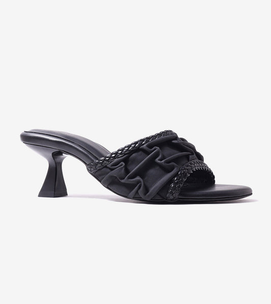 Braided Knot Strap Heels - Black