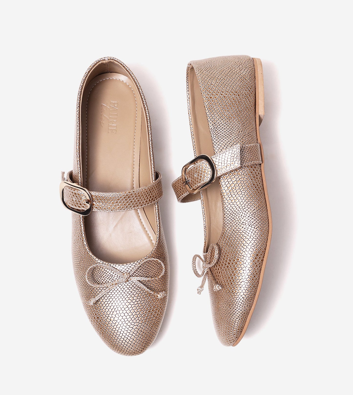 Buckled Mary Janes Ballet Flats - Gold