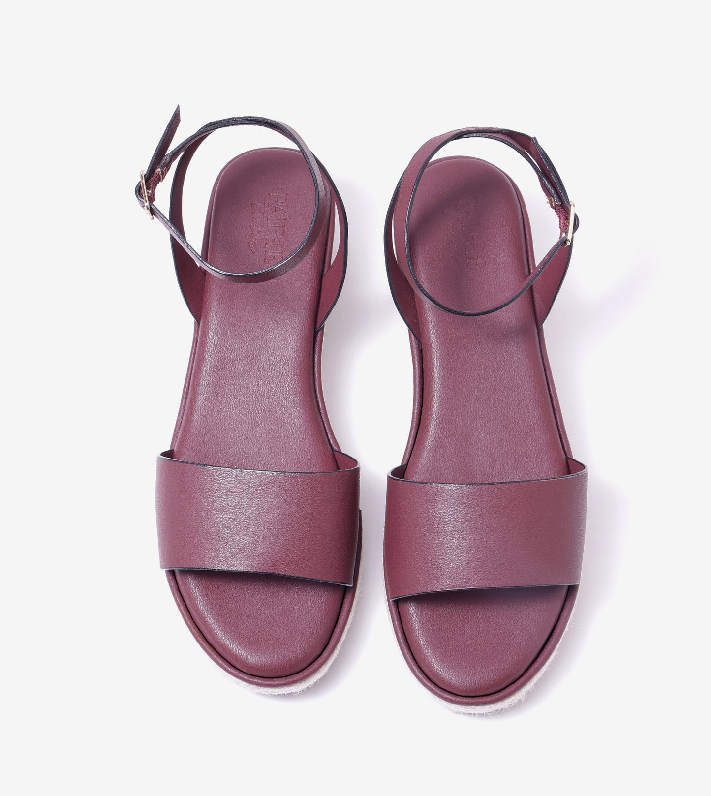 Espadrille Wedges with Ankle Strap - Maroon