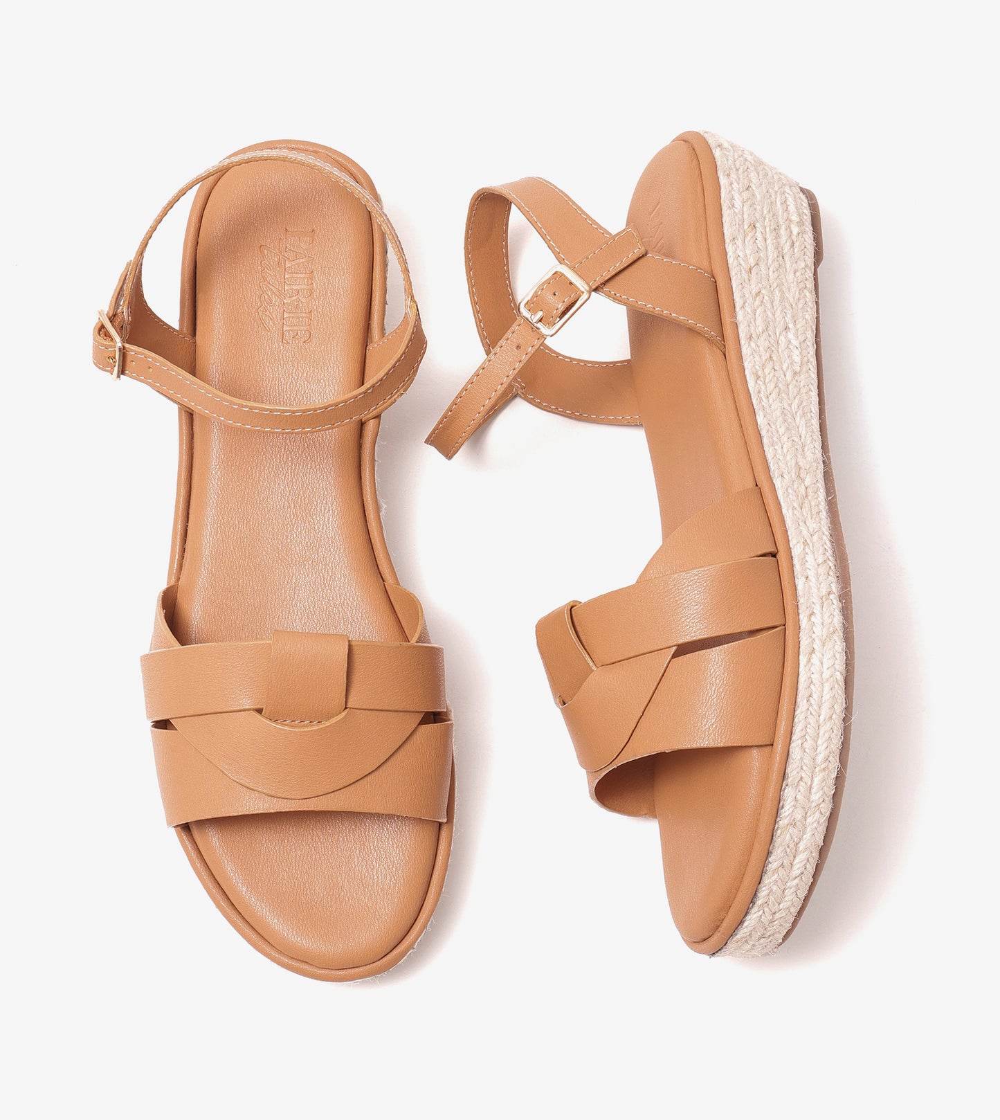 Double-Band Slide Wedges Ankle Strap - Dark Beige