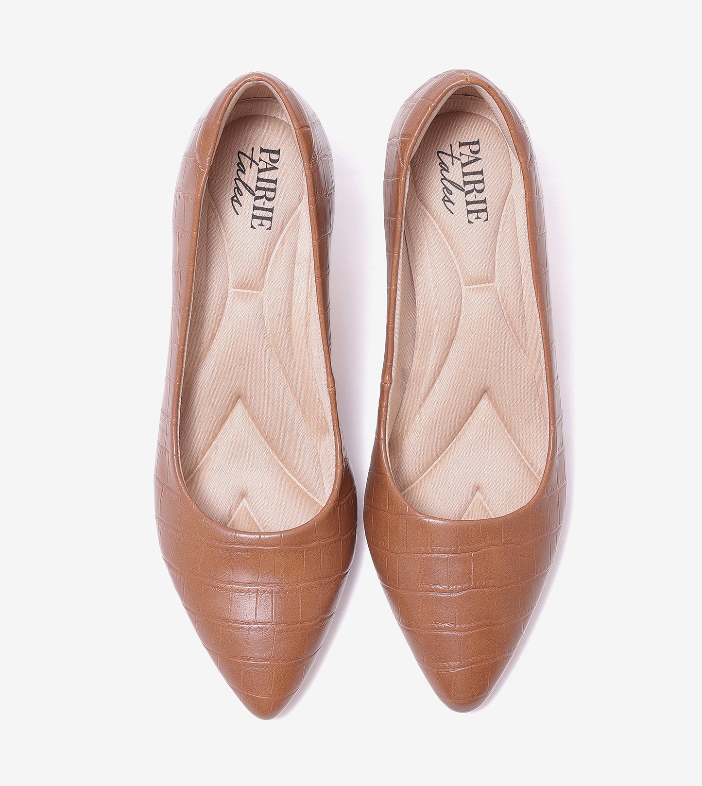 Textured Pointed Toe Pumps - Tan