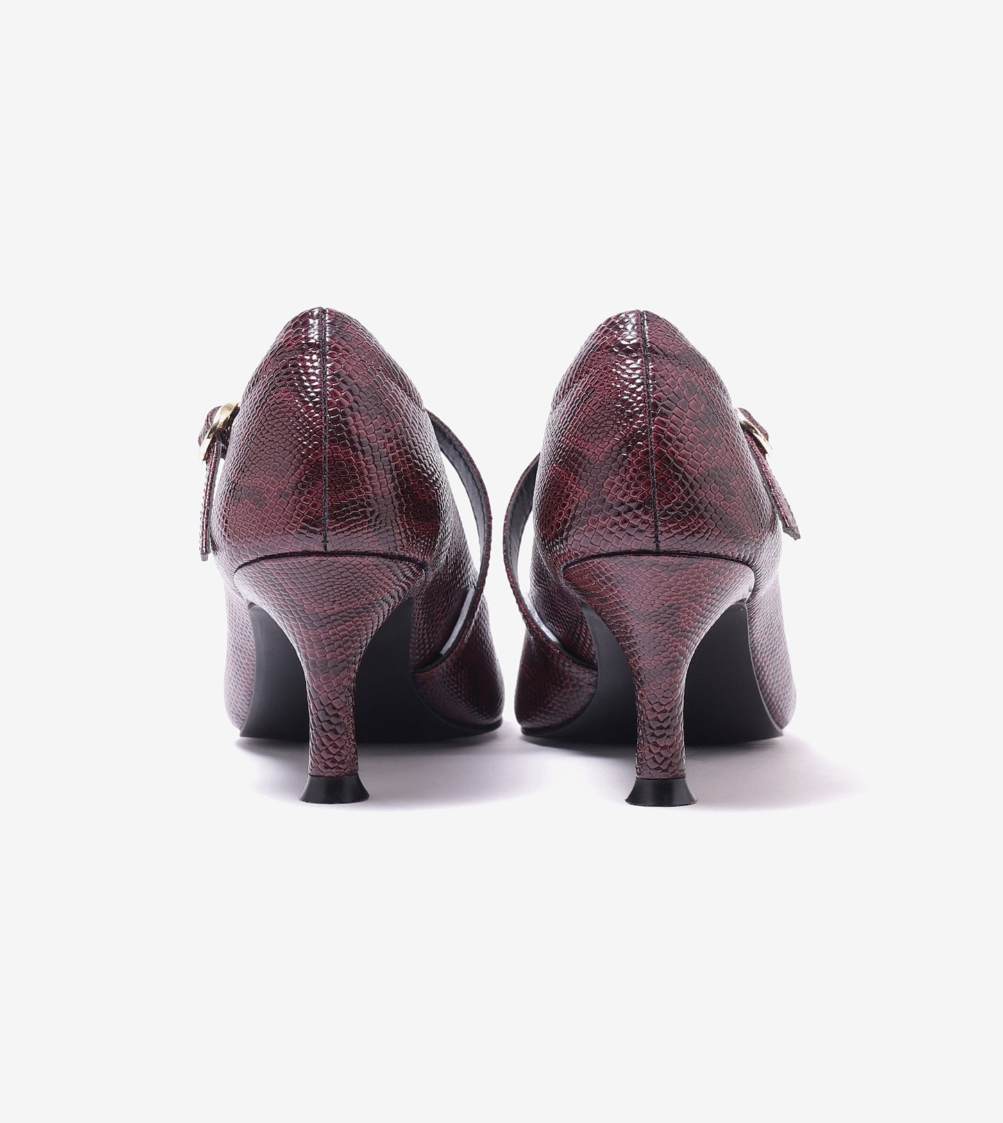 Textured Pointed-Toe Mary Jane Pumps - Mauve