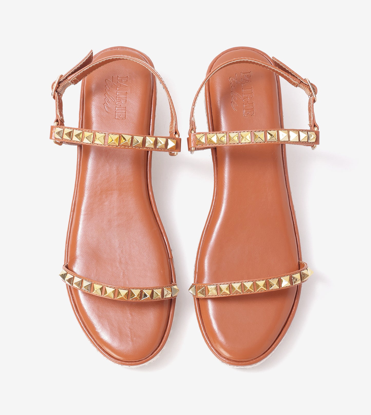 Studded Espadrille Wedges - Tan