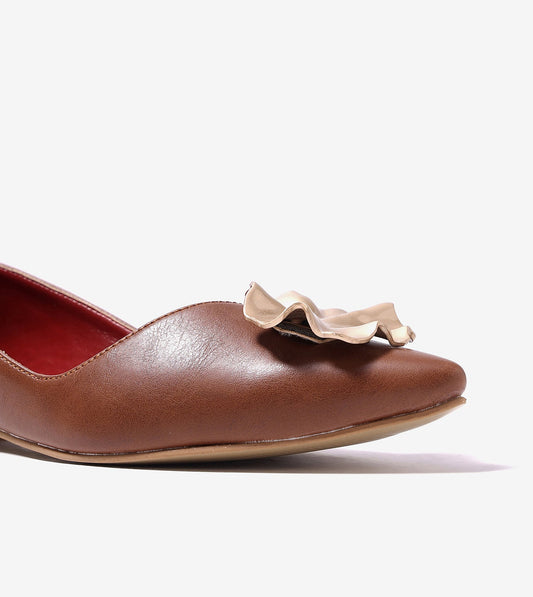 Pointed Toe Ballerinas Flats - Brown