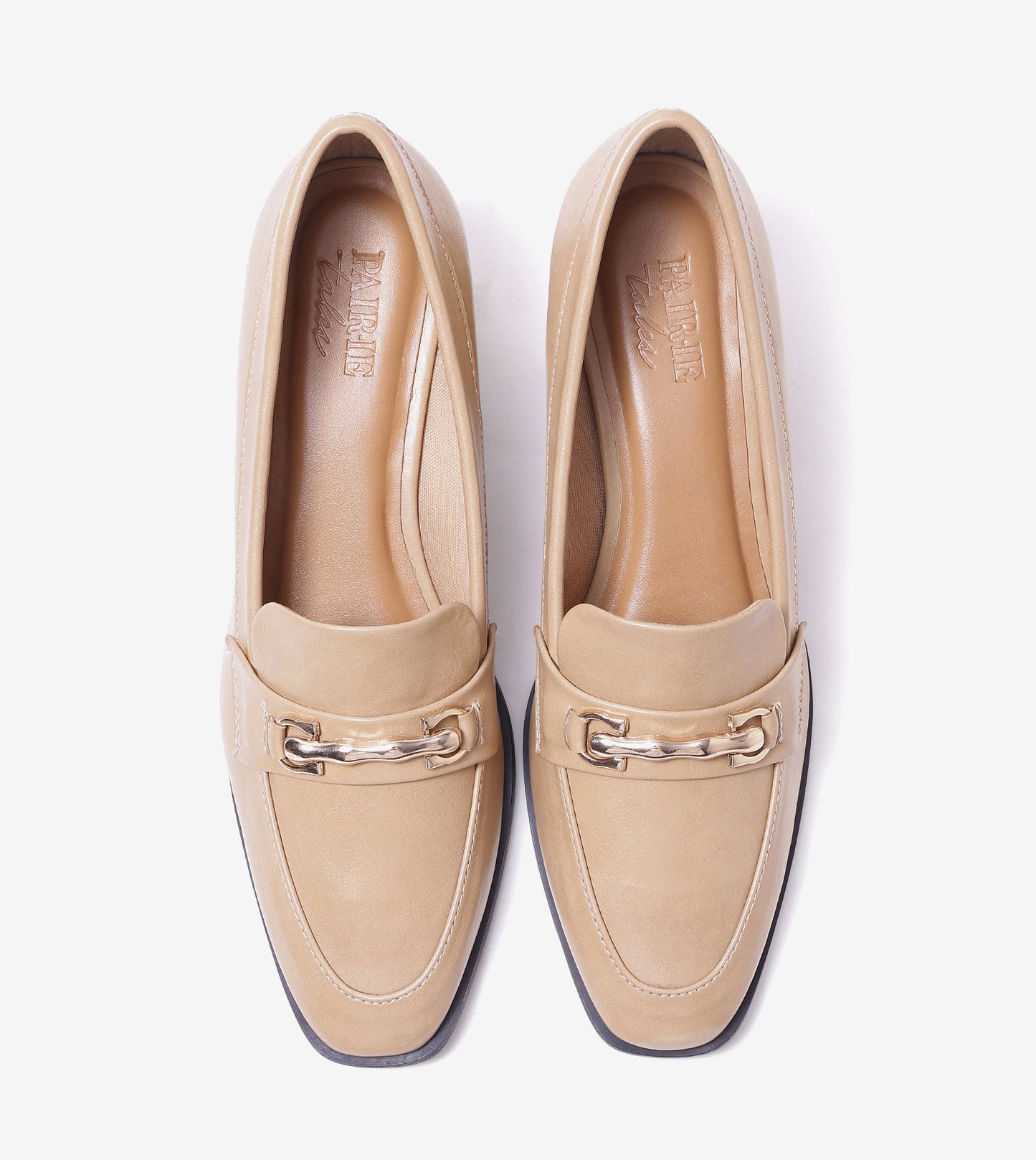 Chain Loafers Heels - Beige