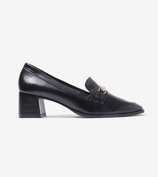 Chain Loafers Heels - Black