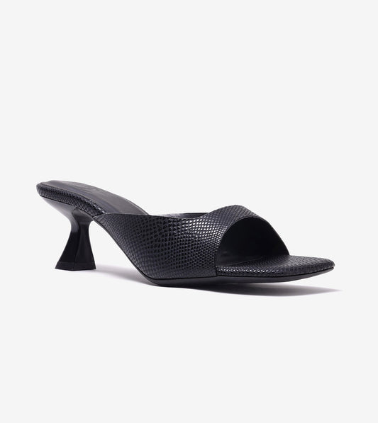 Statement Textured Mules - Black