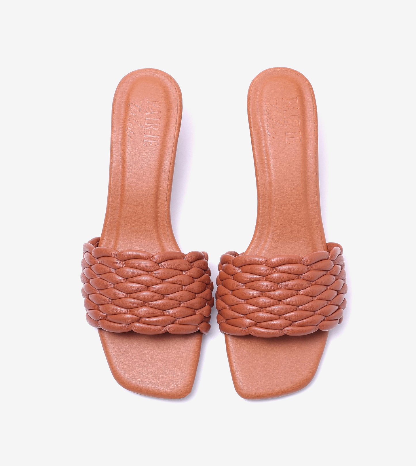 Braided Statement Block-Heel Mules - Tan
