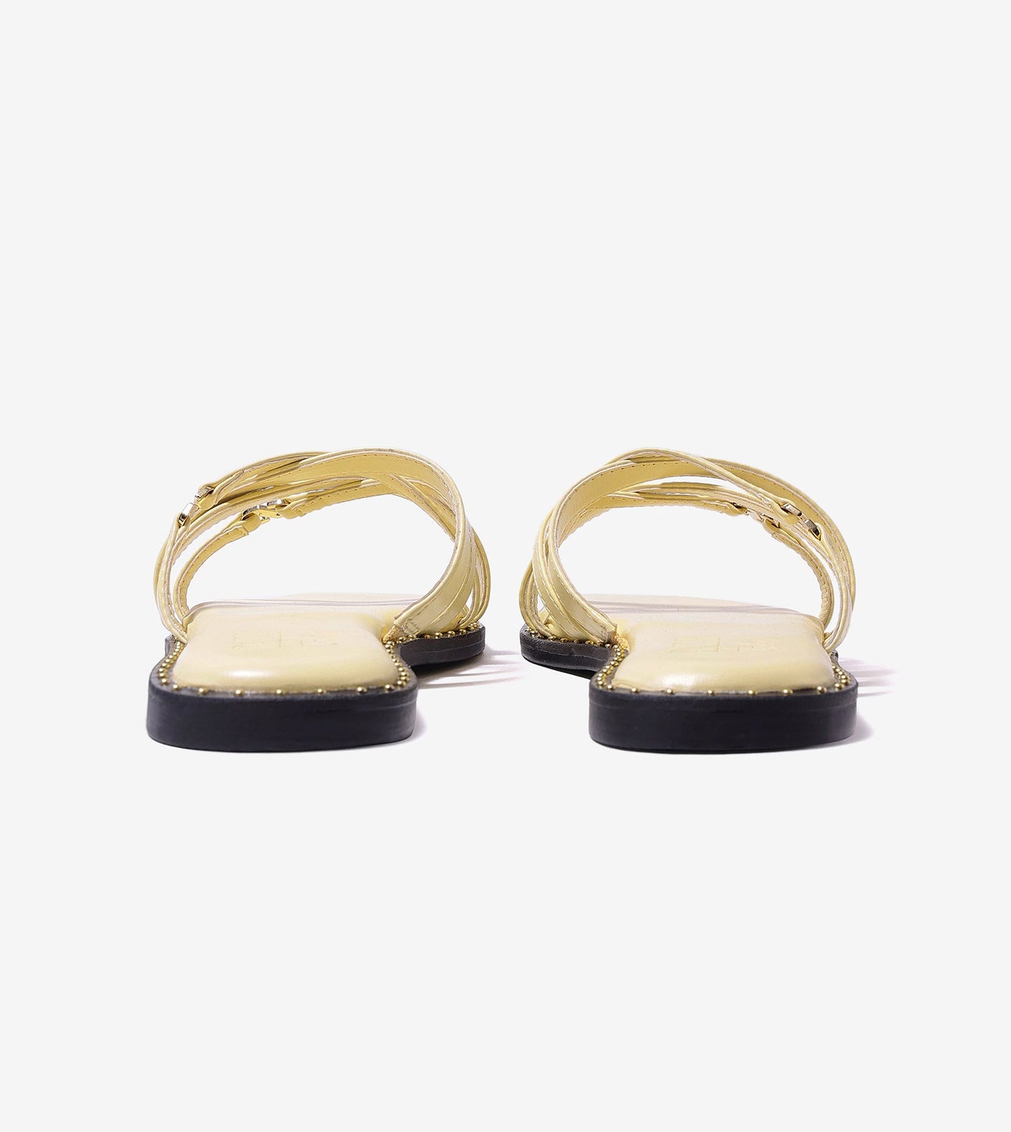 Multi-Strap Flats with Gold Accent - Butter Yellow