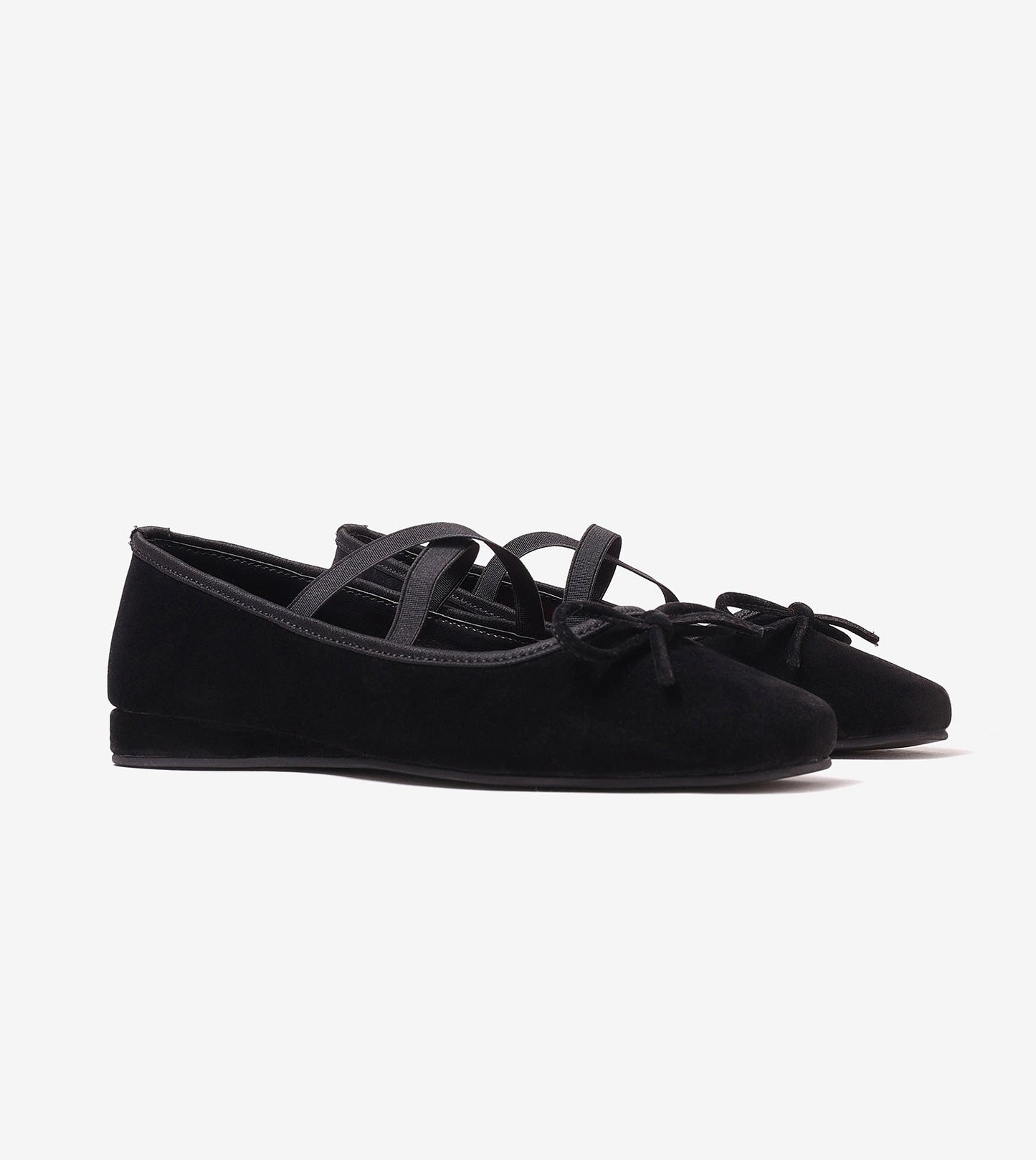 Suede Mary Jane Flats - Black