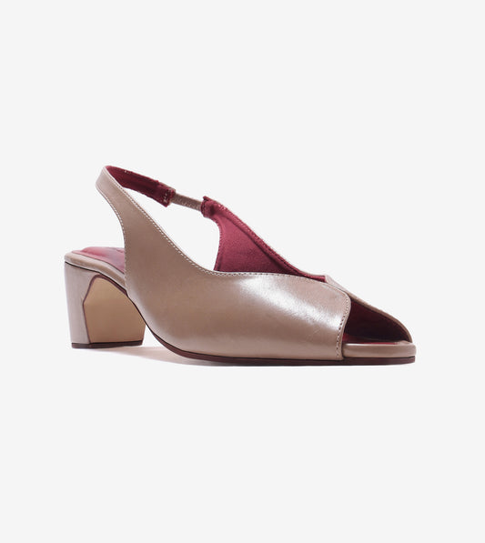 Sculpted Slingback Heels - Beige