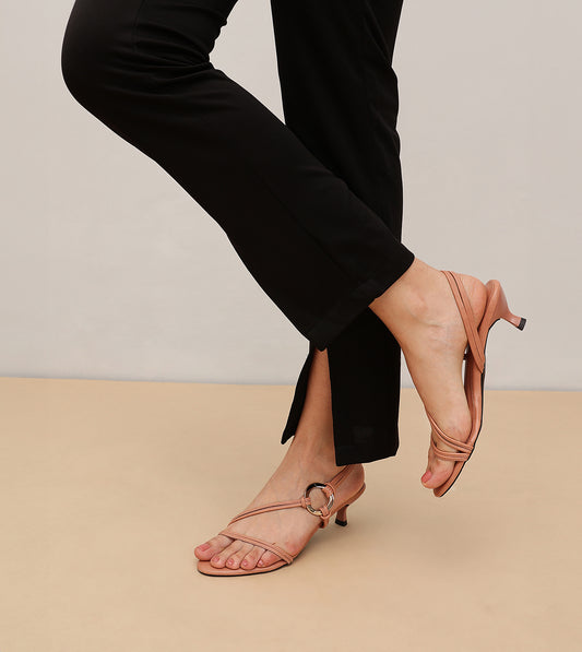 Strappy Kitten Heel With Metallic Adornment  - Gajri