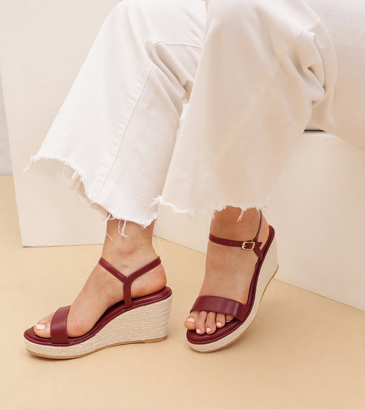 Espadrille Wedges - Maroon