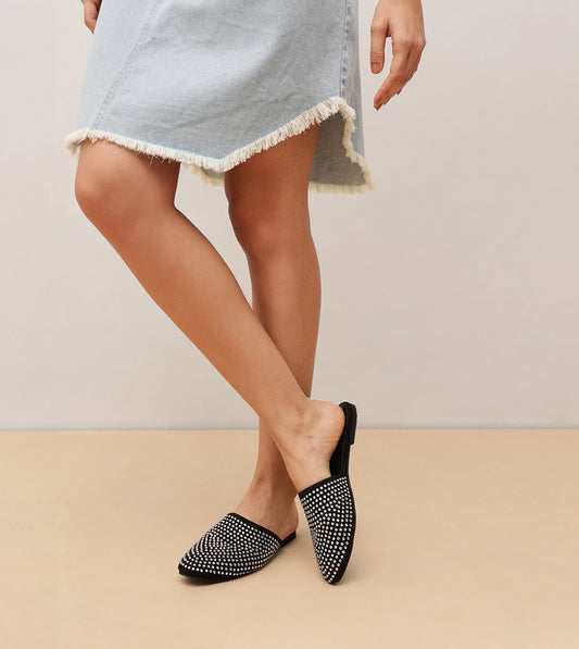 Crystal Black slide-in mules Flats - Black
