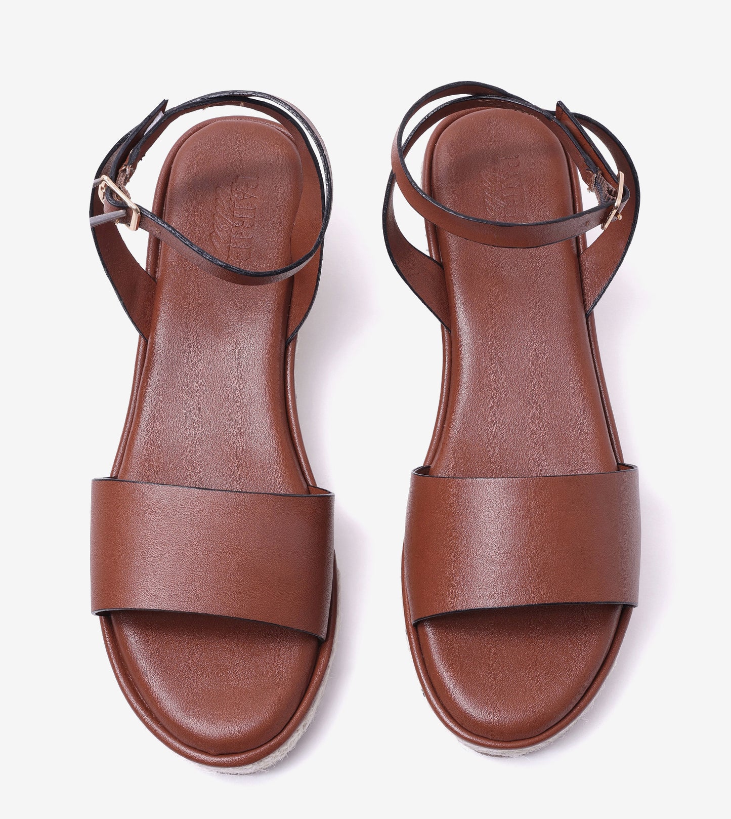 Espadrille Wedges with Ankle Strap - Tan