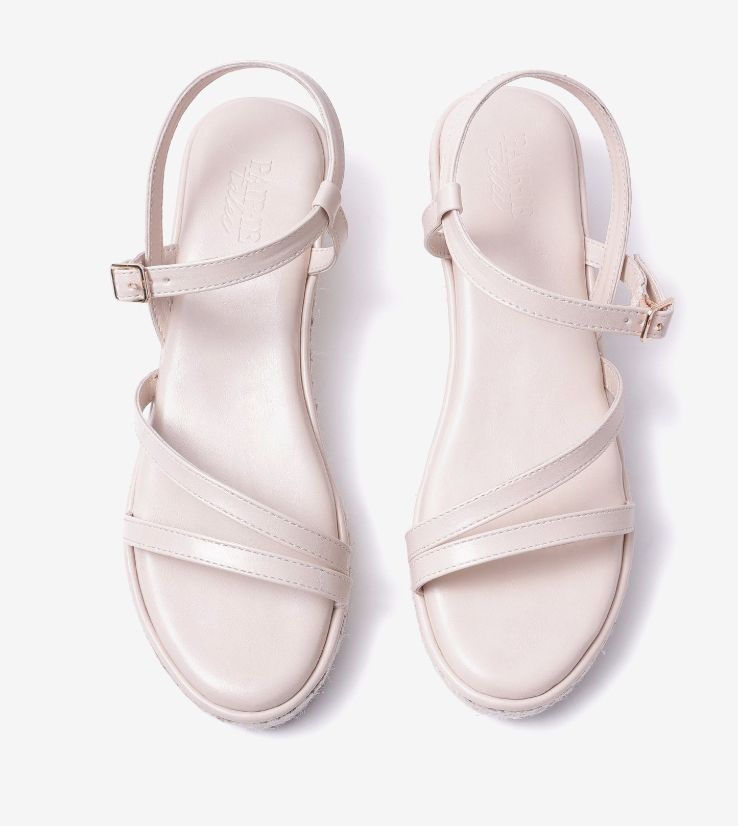 Sculpted Strap Espadrille Sandals - Light Cream