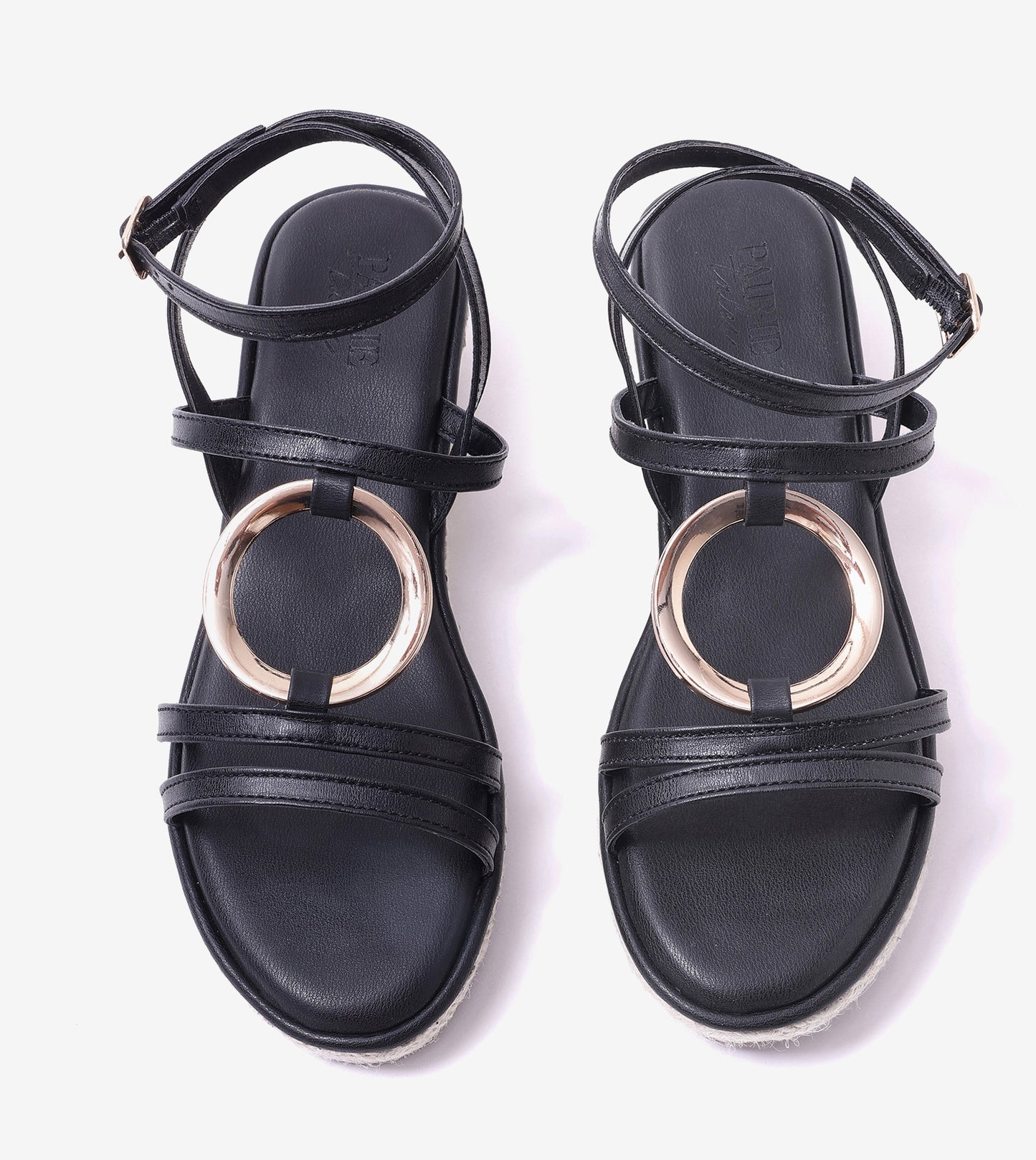 Embellished Ring Detail Espadrille - Black