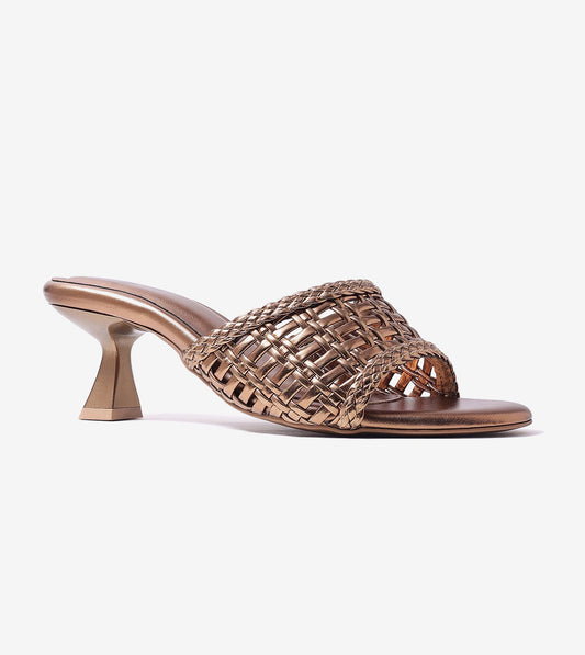Woven Statement Mule Heels - Antique