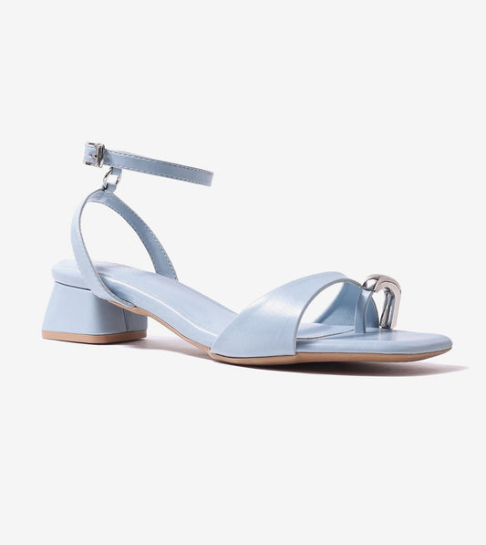Toe-Ring Strappy Block Heel Sandals - Sky Blue