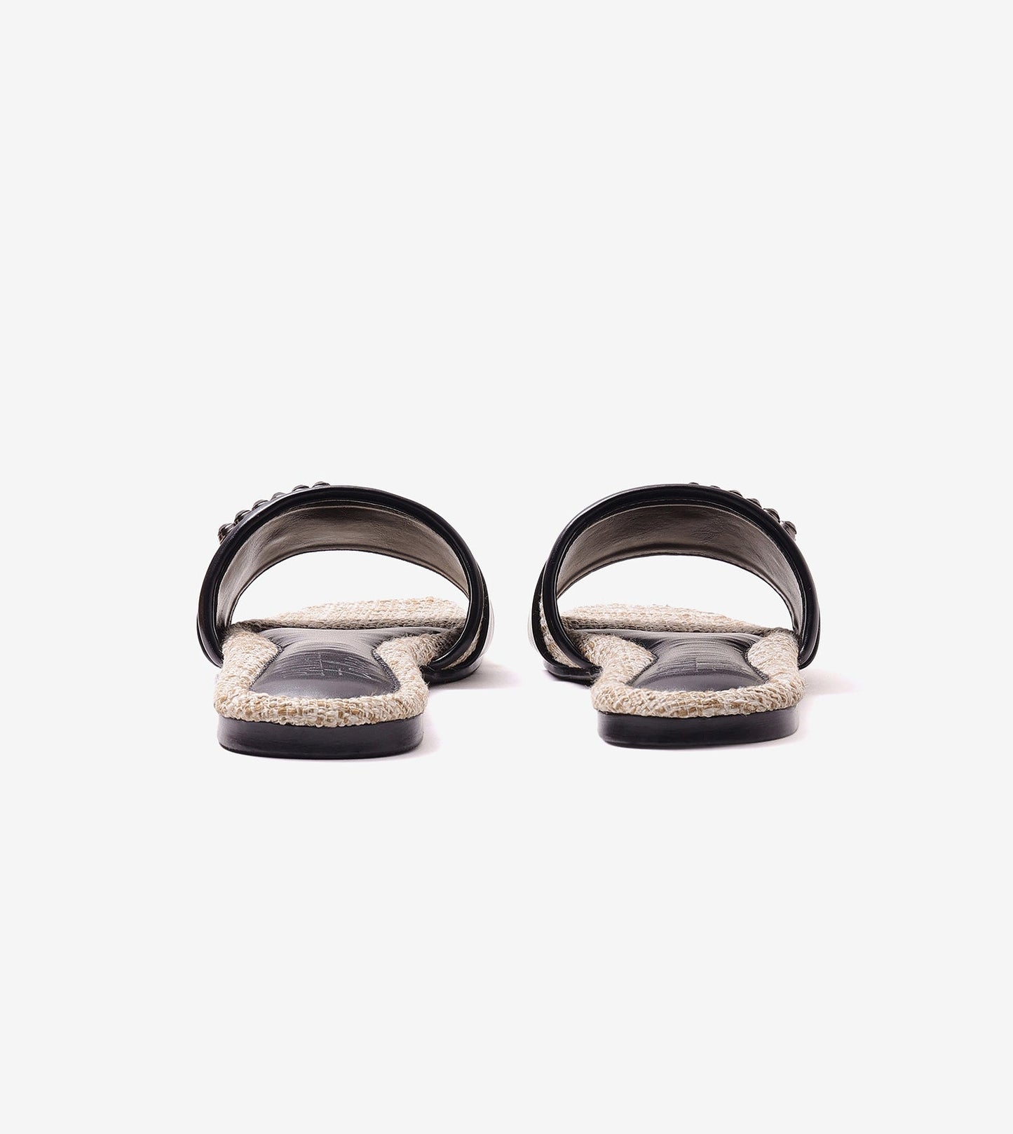 Embellished Buckle Slip-On Flats - Beige