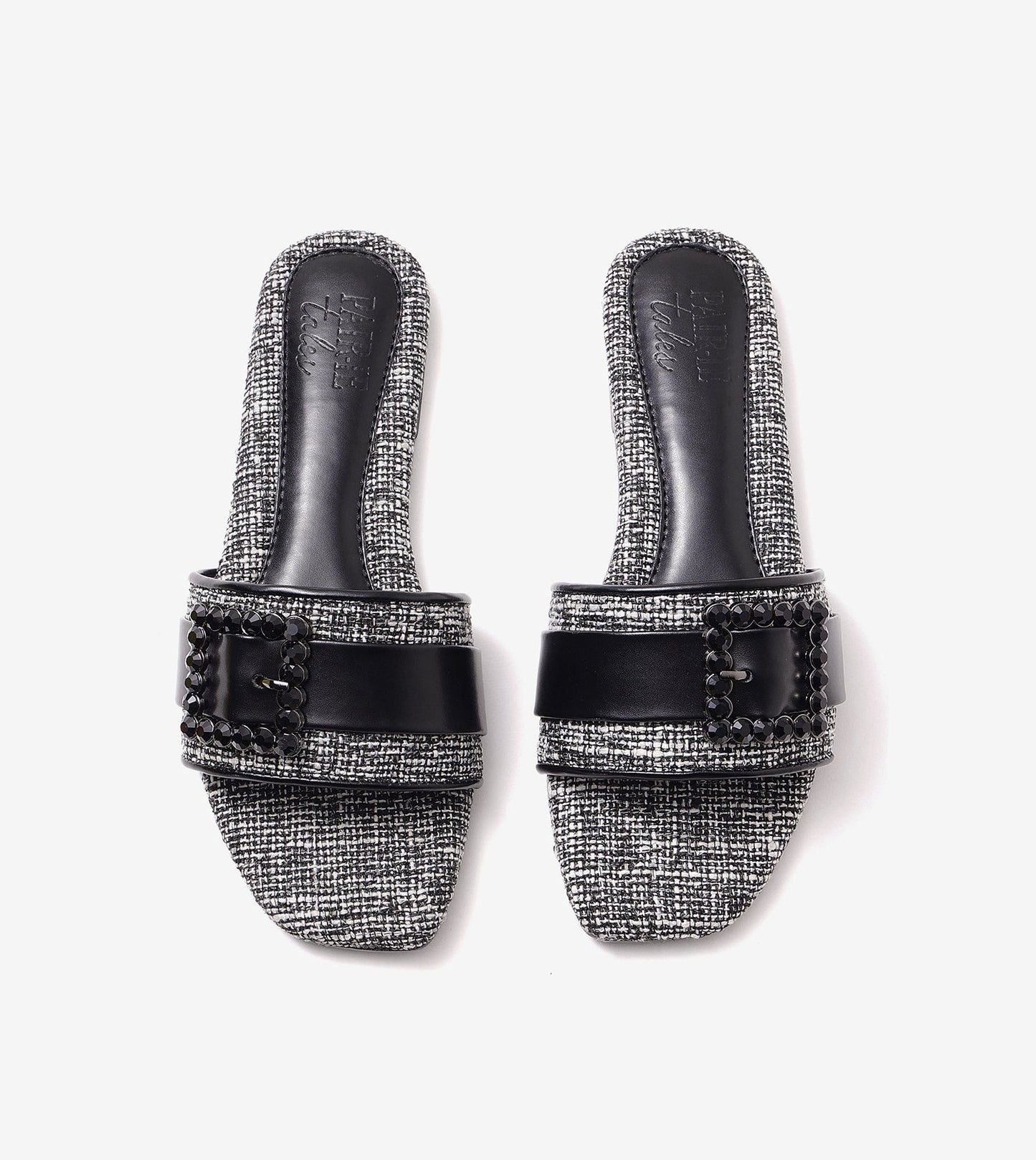 Embellished Buckle Slip-On Flats - White