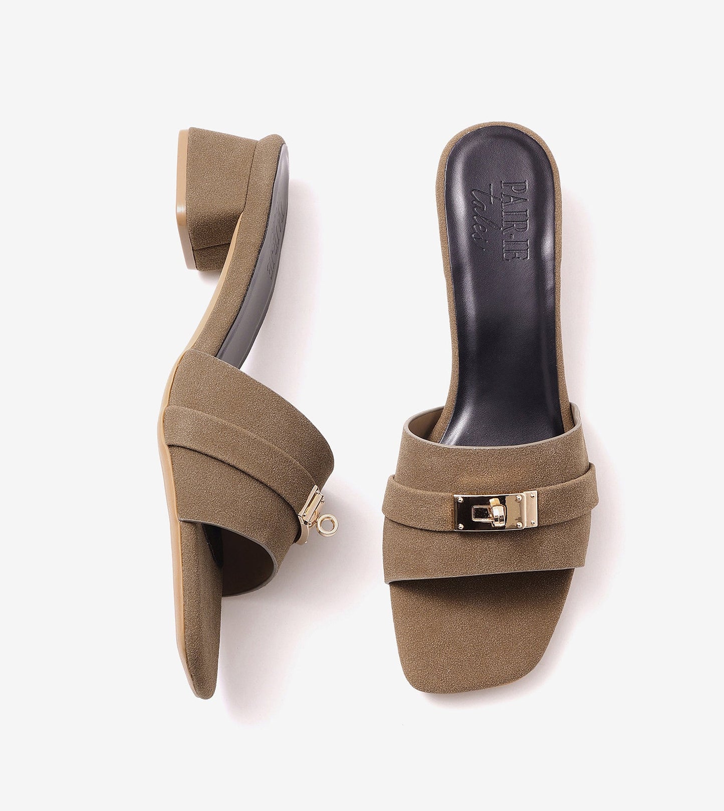 Classic Mules Block Heels - Taupe