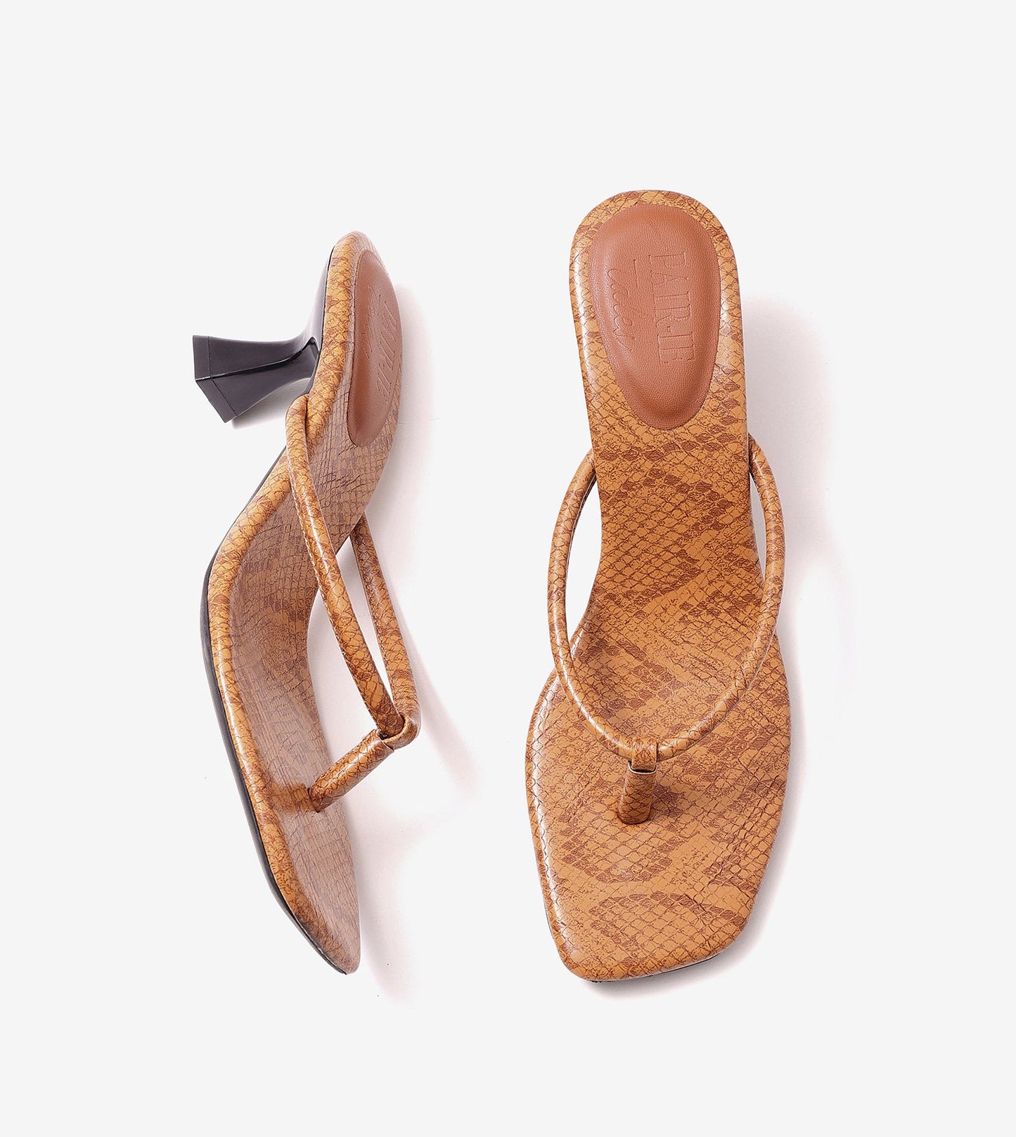 Snack Print Slip On Kitten Heels - Tan