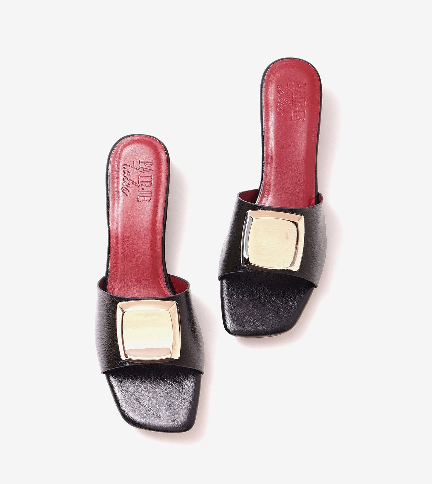 Embellished Detail Block Heels - Black
