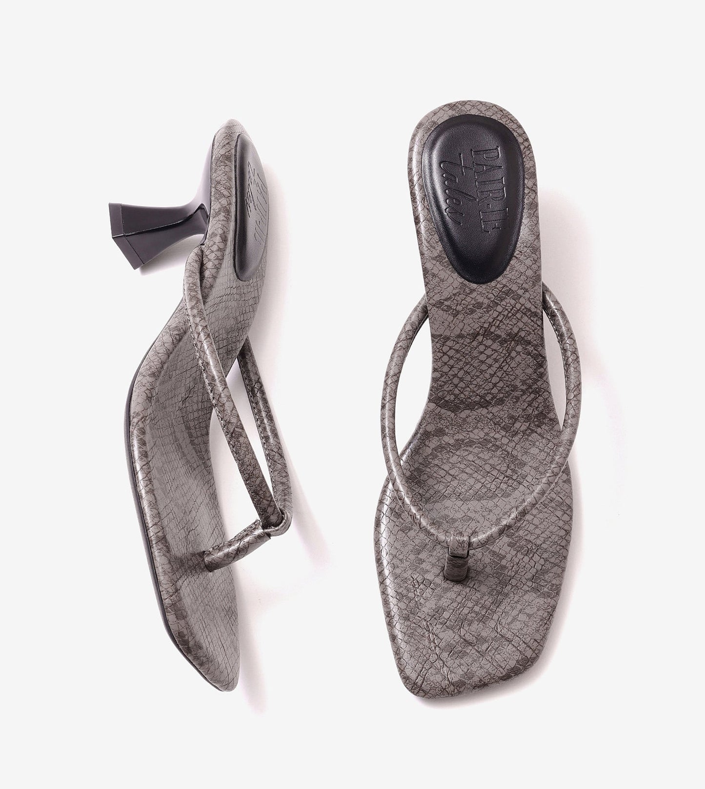 Snack Print Slip On Kitten Heels - Dark Grey