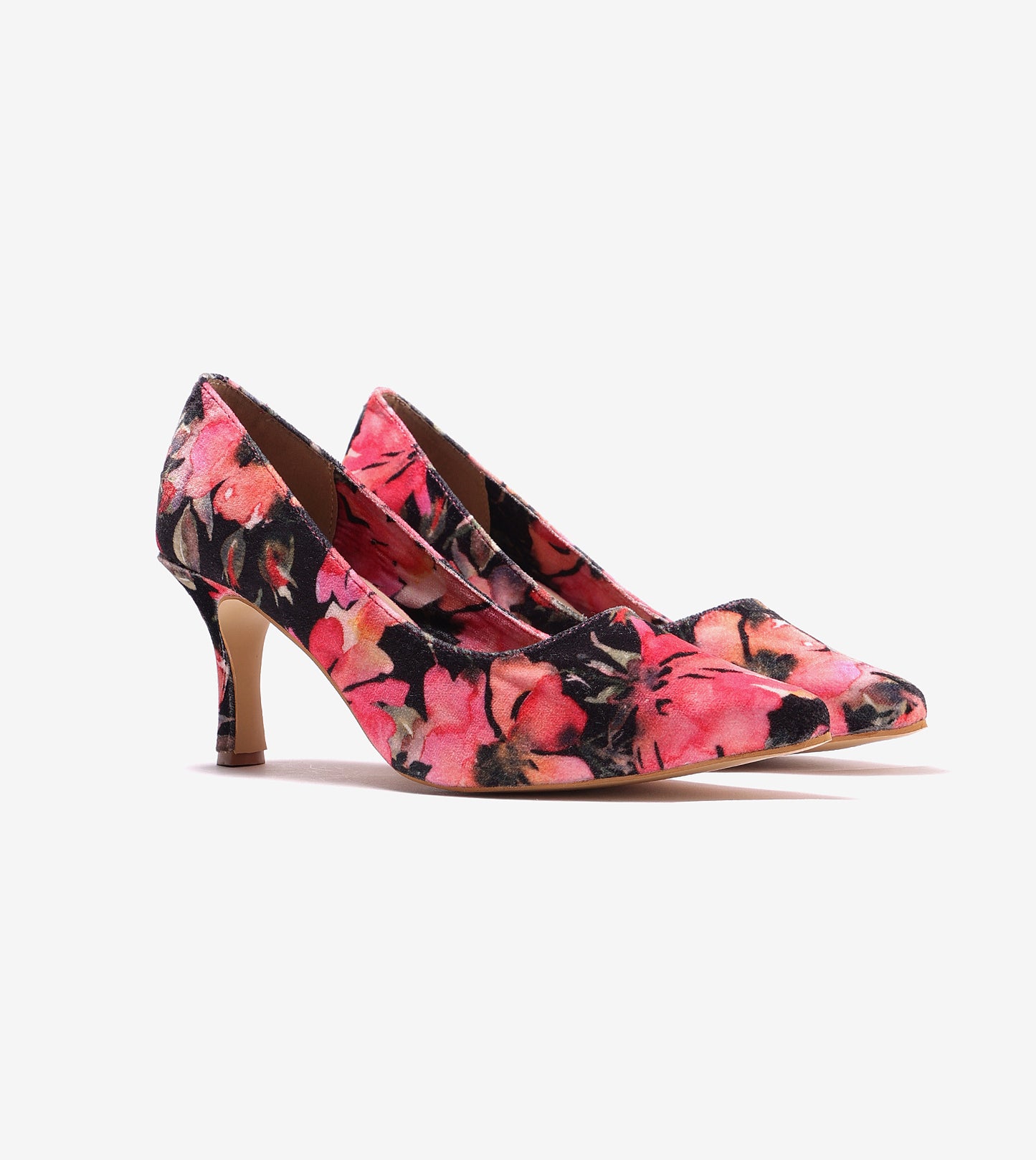 Floral Printed Pumps - Pink