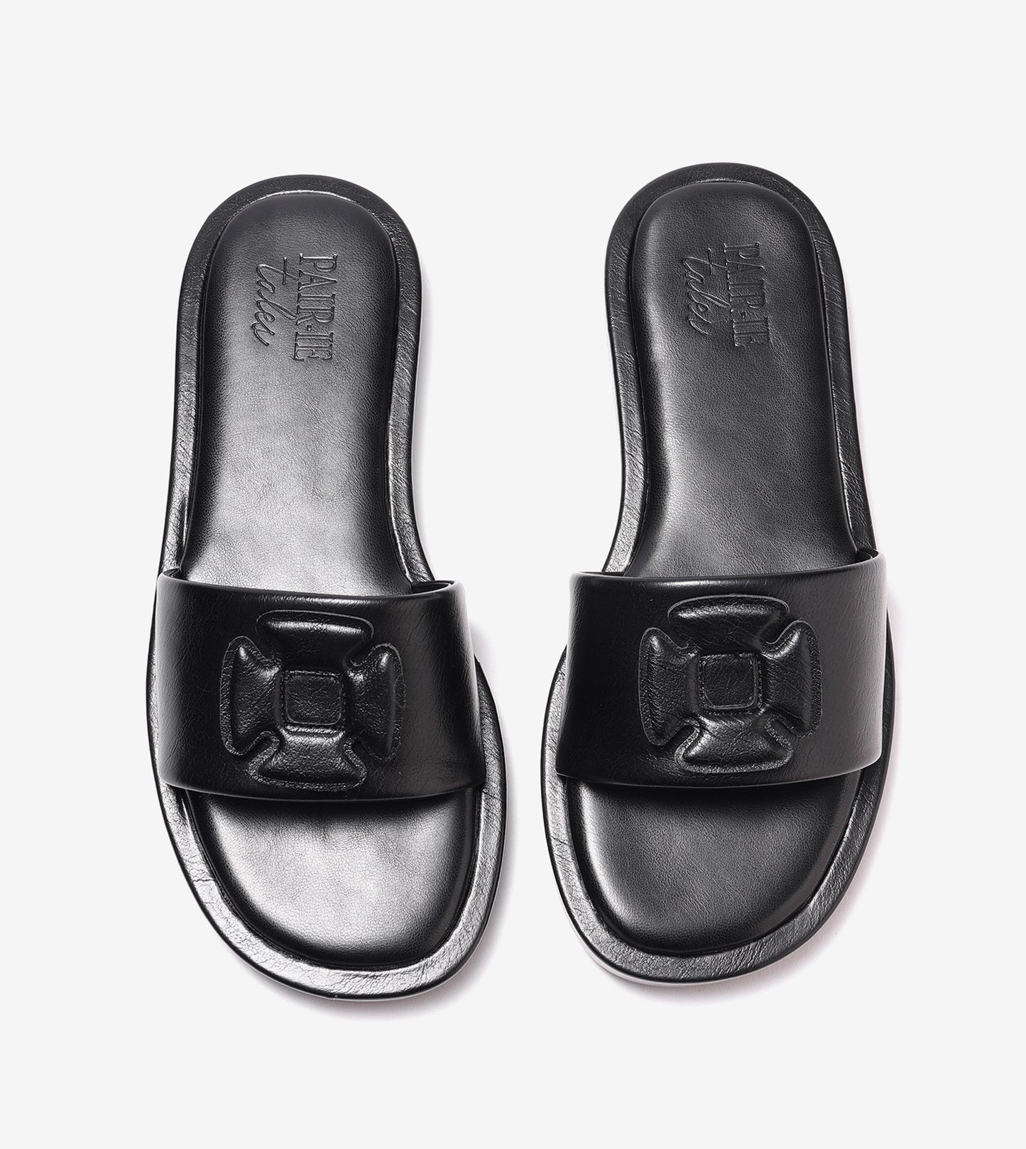 Flower Cutout Slide Sandals - Black