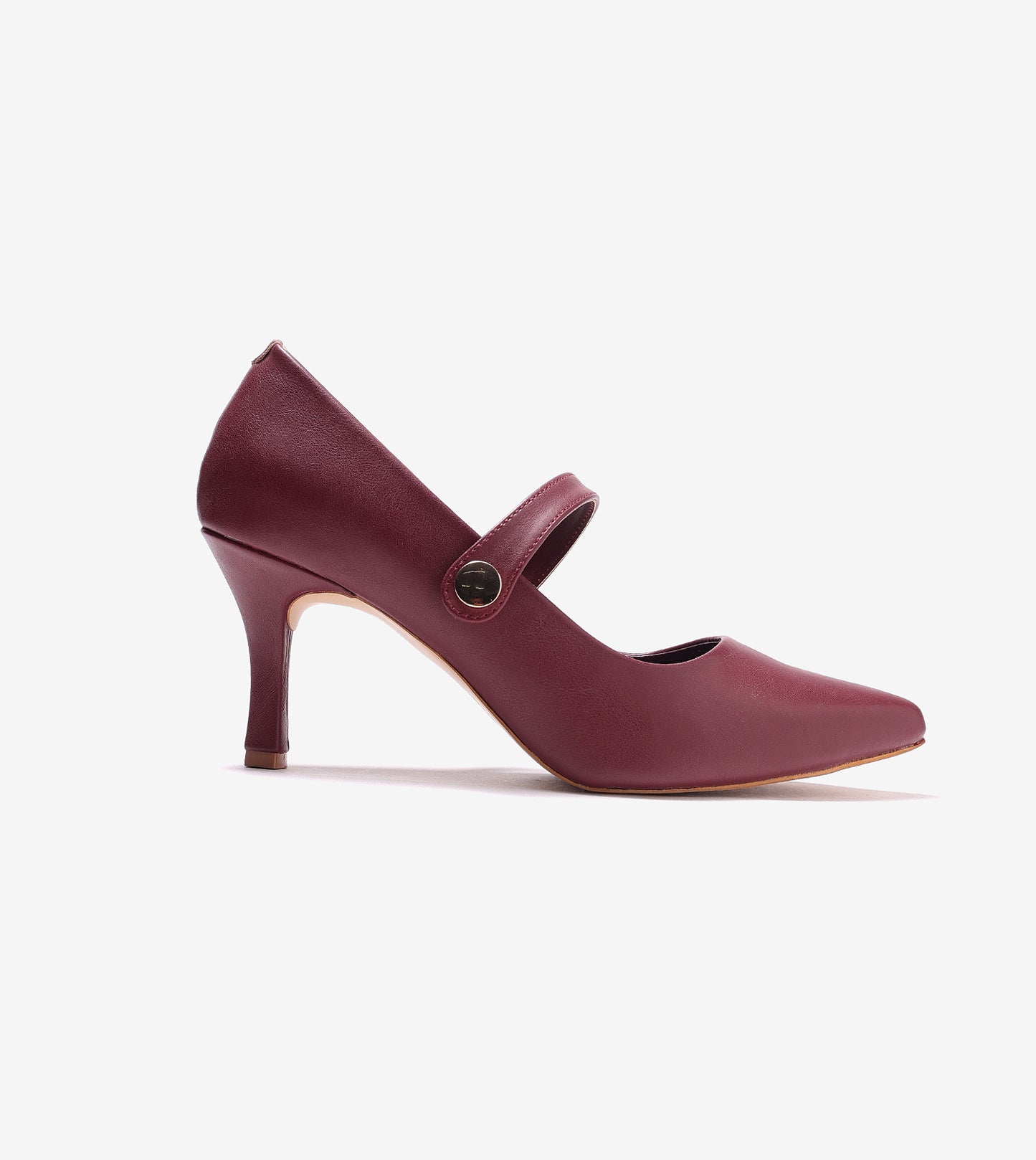 Pointed Toe Mary Jane Pumps - Cherry