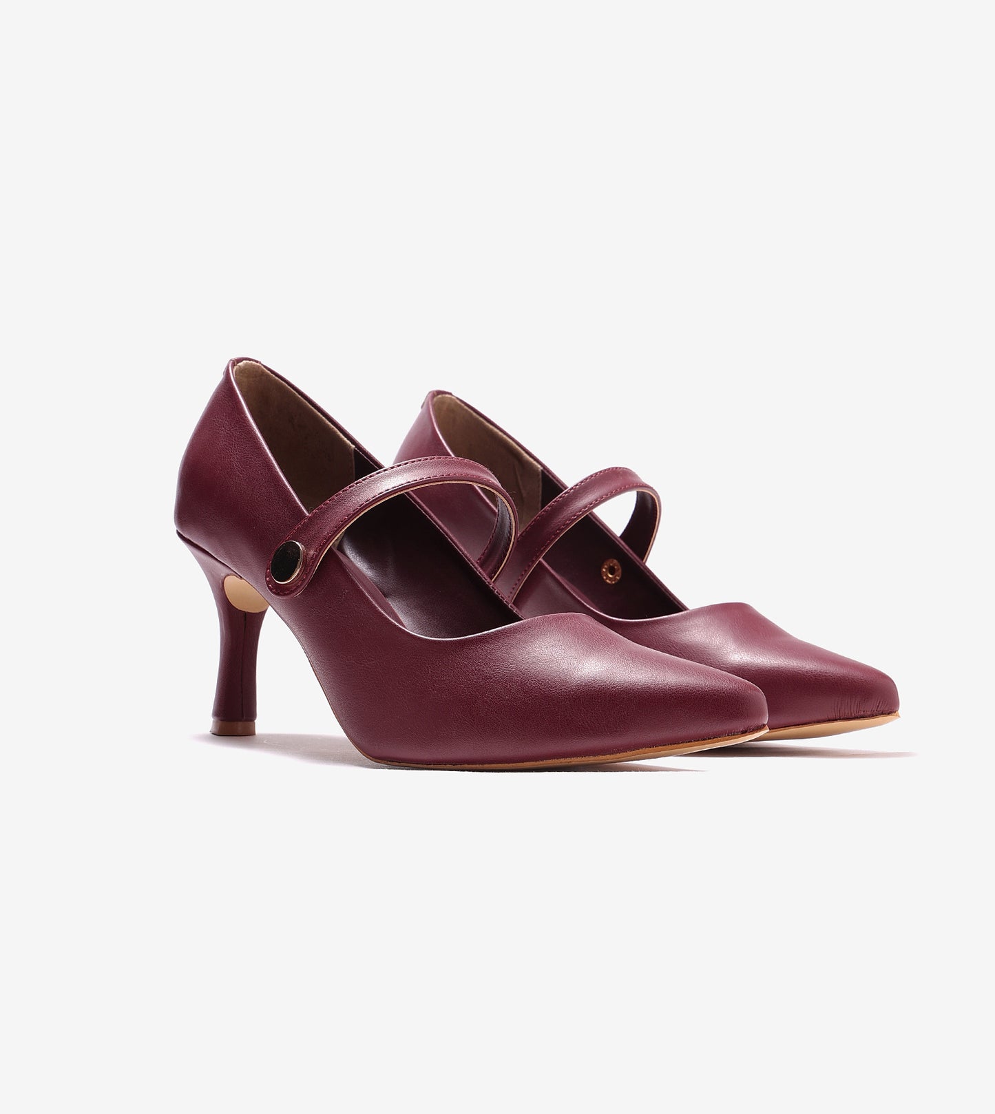 Pointed Toe Mary Jane Pumps - Cherry