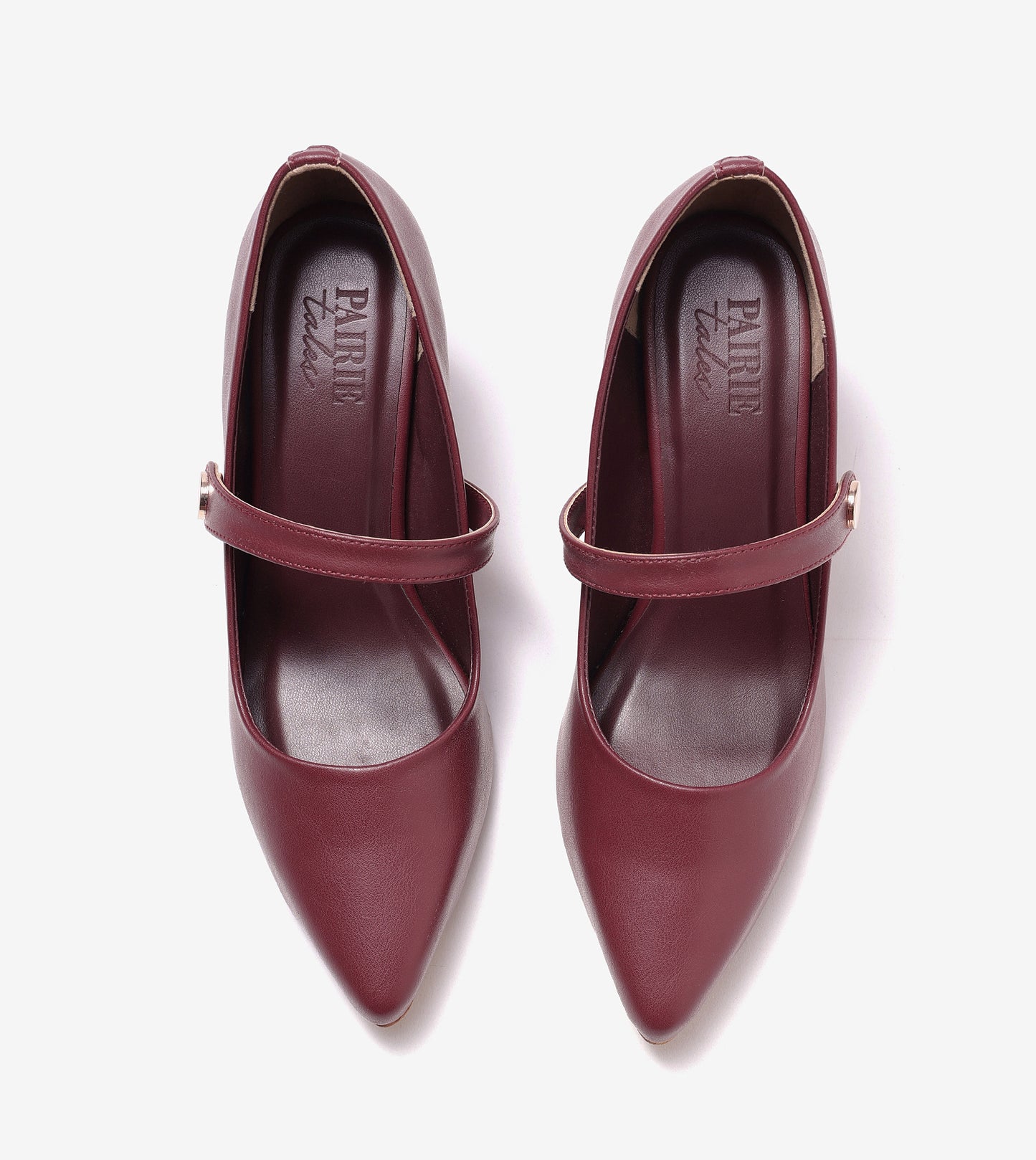Pointed Toe Mary Jane Pumps - Cherry