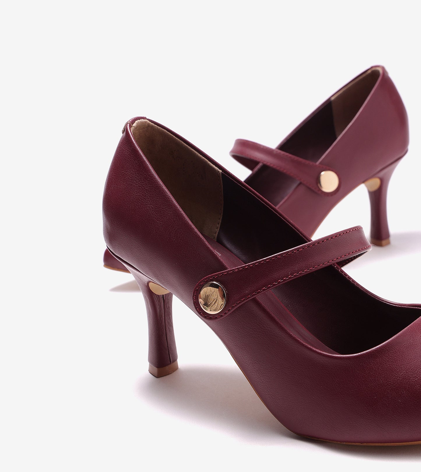 Pointed Toe Mary Jane Pumps - Cherry