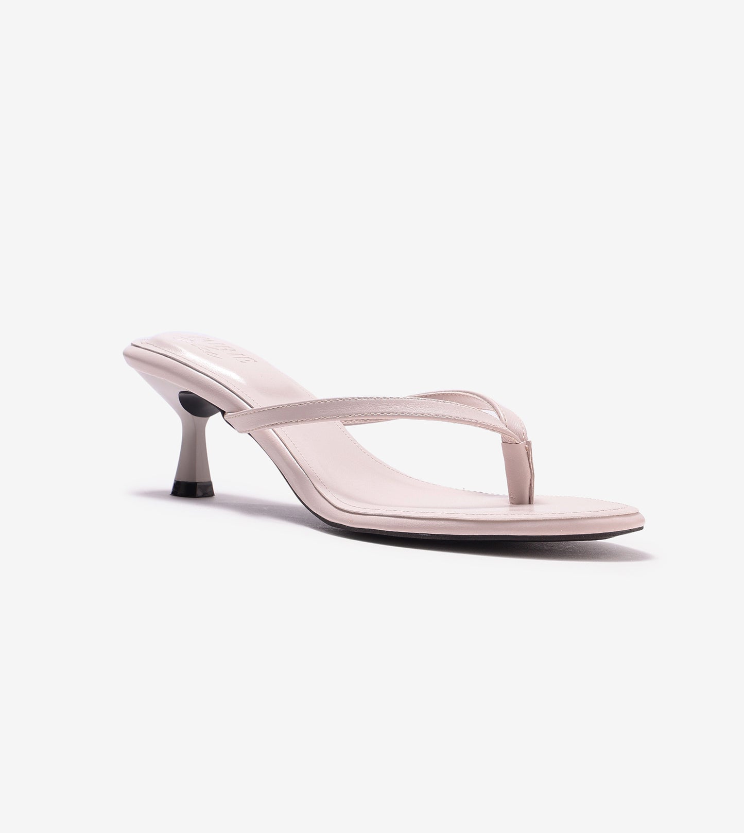 V-Strap Kitten Heeled Sandals - Cream
