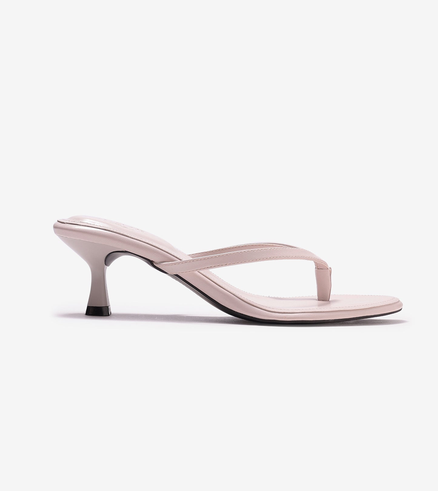 V-Strap Kitten Heeled Sandals - Cream