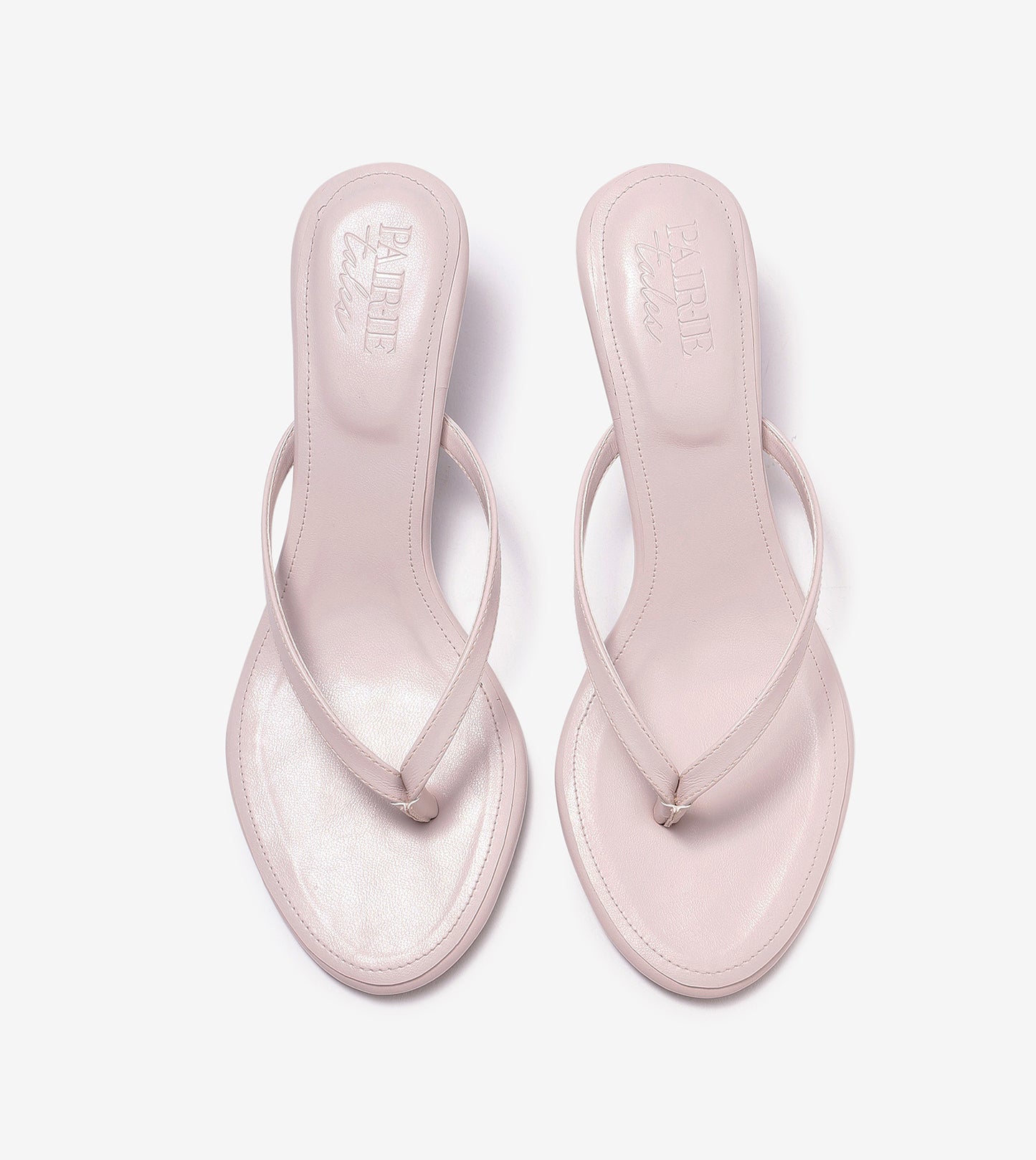 V-Strap Kitten Heeled Sandals - Cream