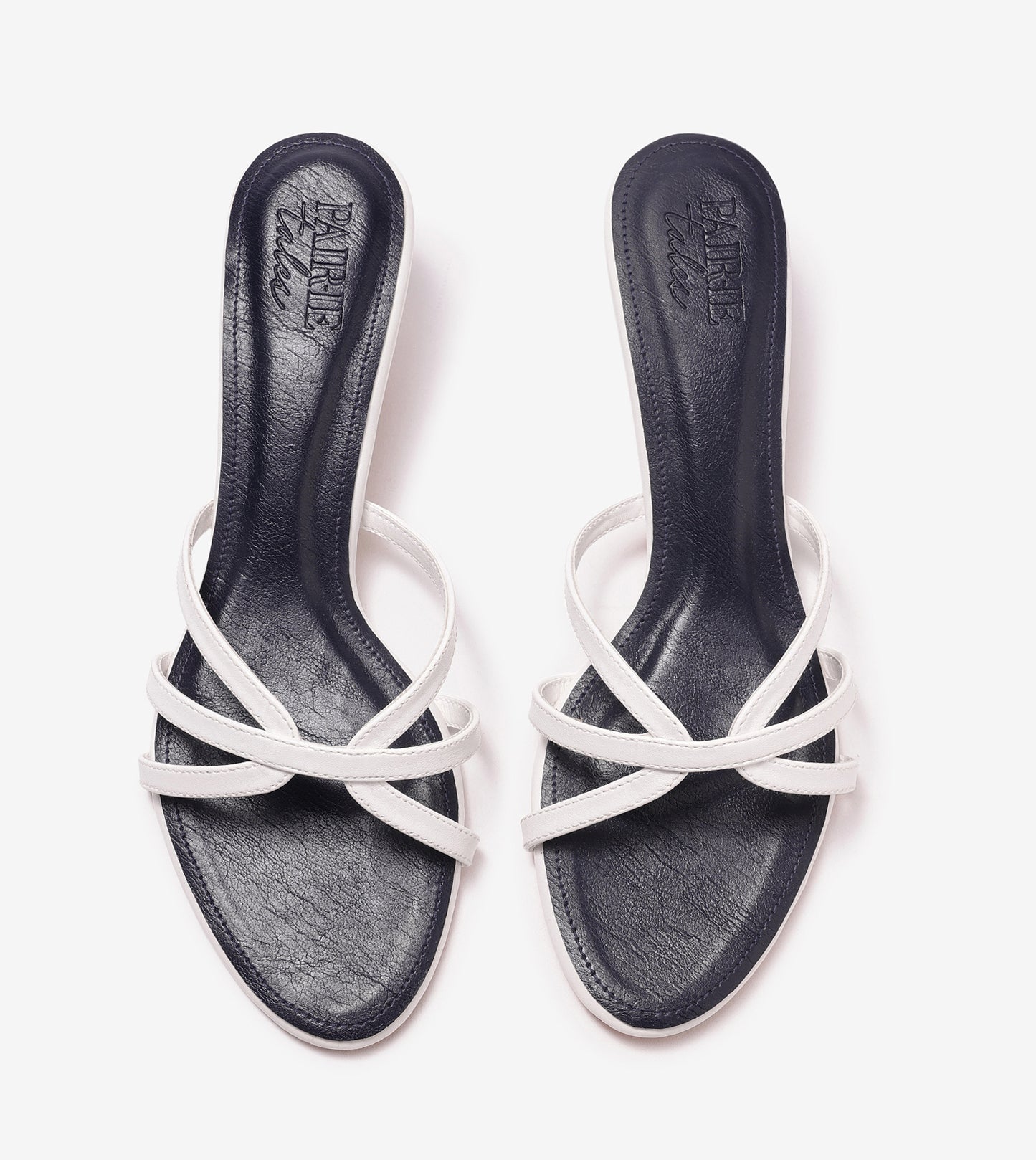 Cross Strap Kitten Mules - Navy Blue