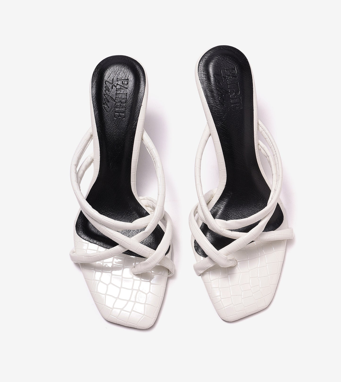 Asymmetric Strappy Tubular Heeled Sandals - White